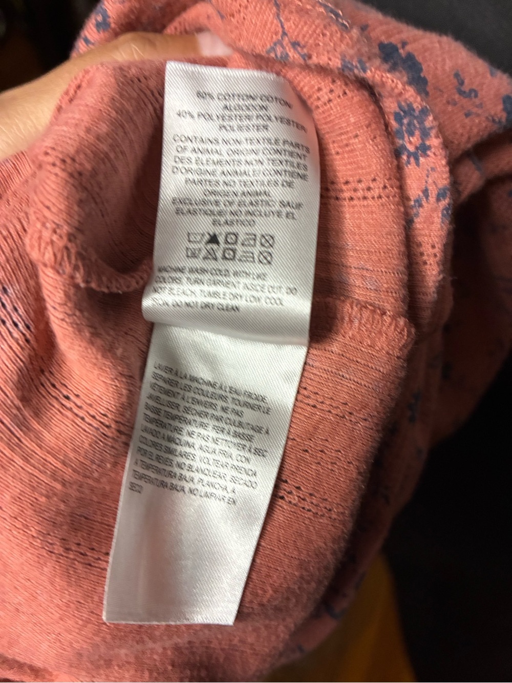 Lucky Brand Coral Pink Floral V-Neck Short Sleeve Top - Picture 7 of 8